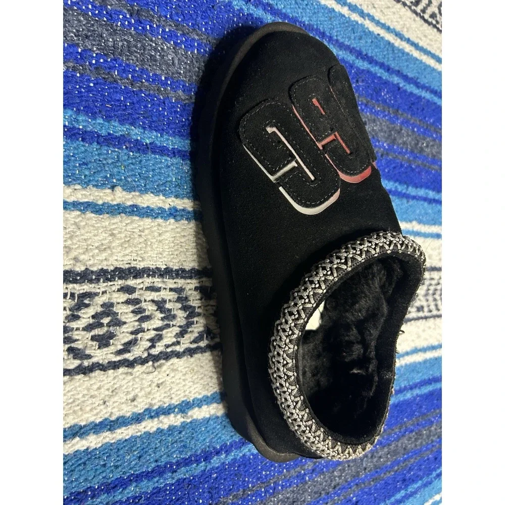 UGG Mens Tasman Graphic Shadow Logo Slippers Black Size 8 Loungewear